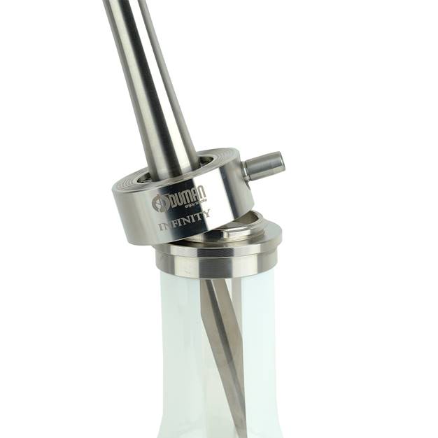 INFINITY HOOKAH - WHITE GLASS-SILVER BODY